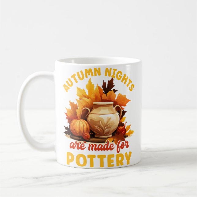 Mug Peinture sur Poterie Les Soirées Automnales sont F (Gauche)