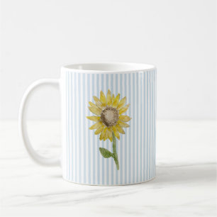 Mug Peinture Tournesol Rayure Bleue