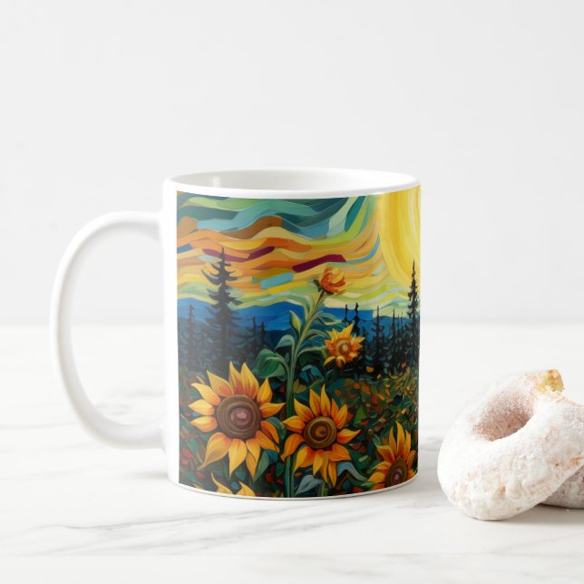 Mug Peinture Tournesols de Van Gogh (Avec donut)