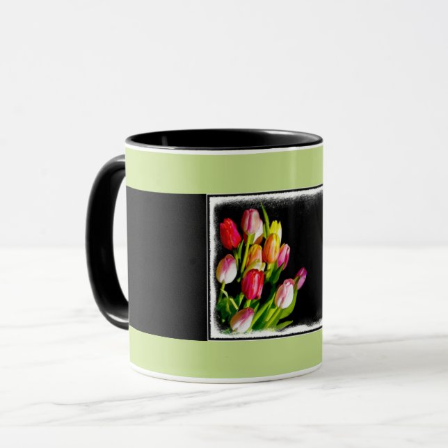 Mug Peinture Tulip - Art Fleur original (Devant gauche)