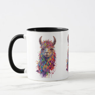 Mug Peinture Whimsical Rainbow Llama