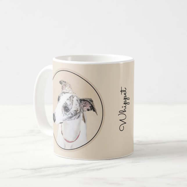 Mug Peinture Whippet - Jolie art original chien (Devant gauche)