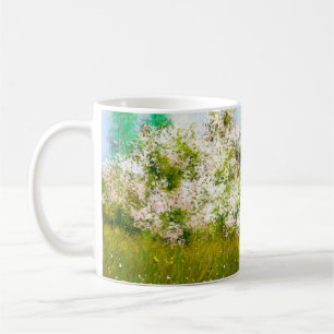 Mug Peintures à l'huile paysage rural, fleurs dans le