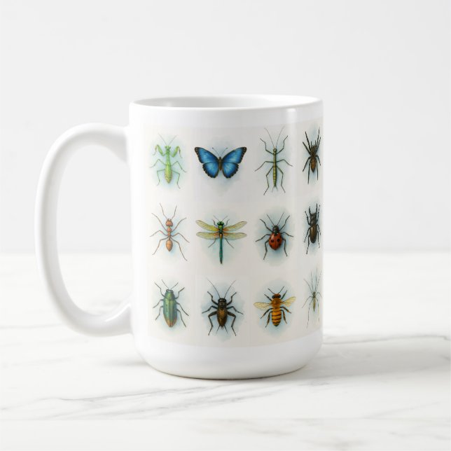 Mug Peintures aquarelles de collection d'insectes art  (Gauche)