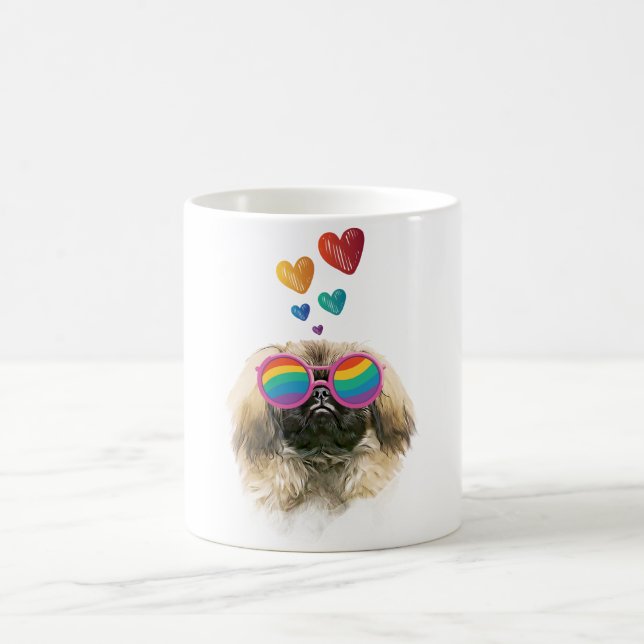 Mug Pekingese Dog with Hearts Saint-Valentin (Centre)