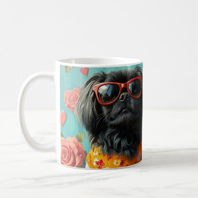 Mug Pékinois avec roses de cœur pour la Saint-Valentin (Gauche)