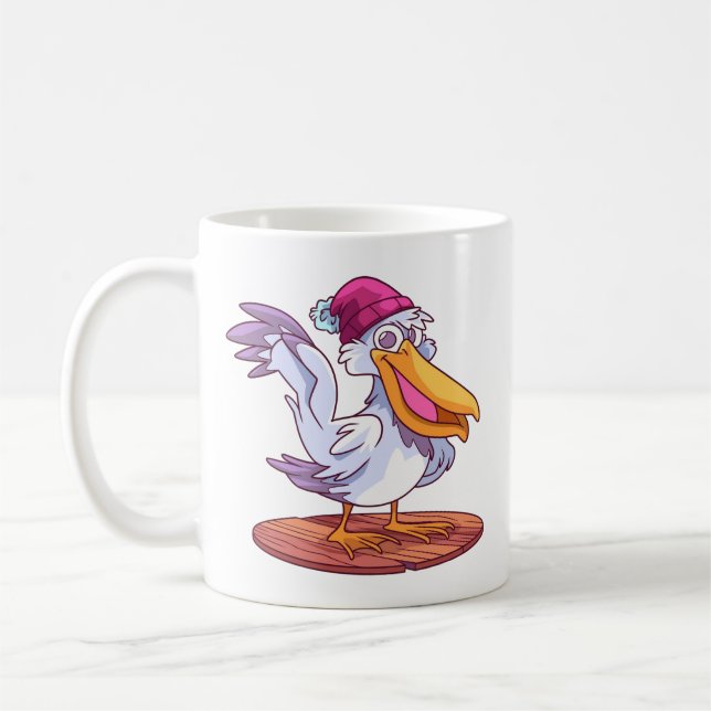 Mug Pelican de Noël dessinée à la main (Gauche)