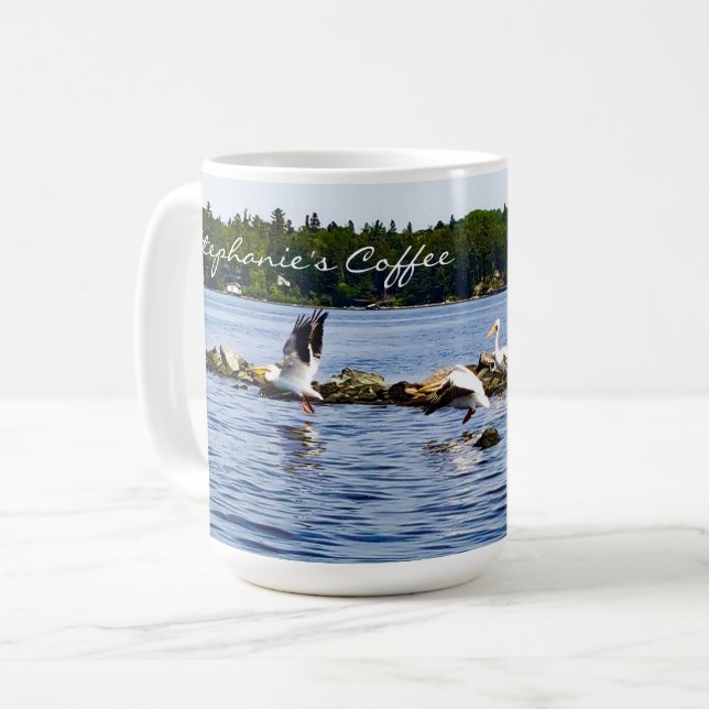 Mug Pélicans prenant l'avion du lac Personnalisé (Devant gauche)