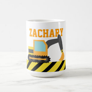 Mug Pelle Orange, Véhicule de Construction, Pour les e