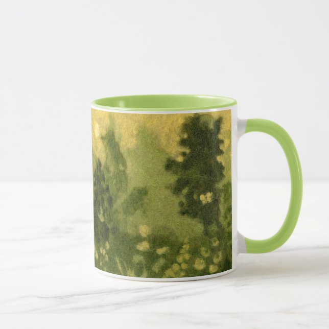 Mug Pelouse d'été, peinture en laine, nuances vert pay (Droite)