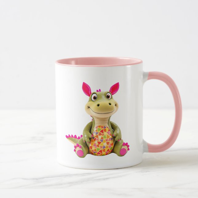 Mug Peluche de dinosaure mignon et un œuf coloré. (Droite)