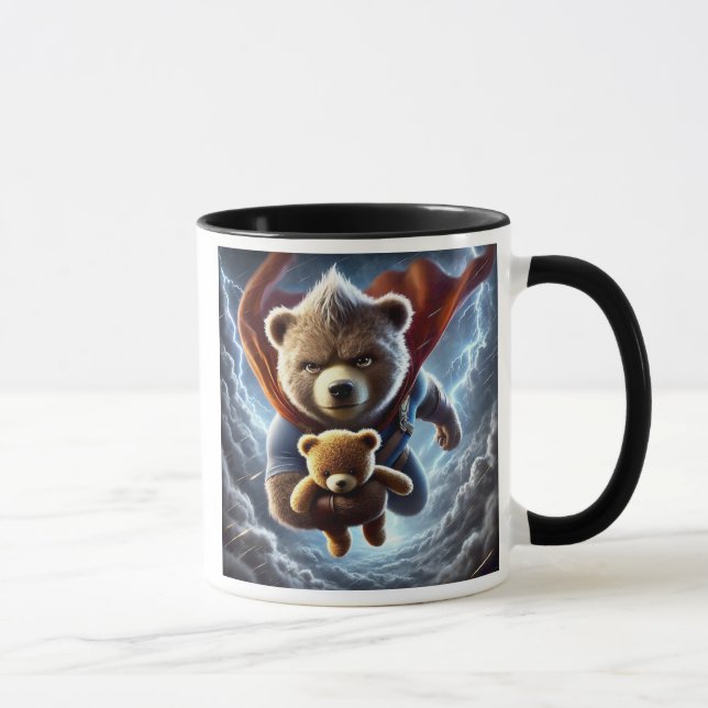 Mug Peluche ours et ourson super héros. (Droite)