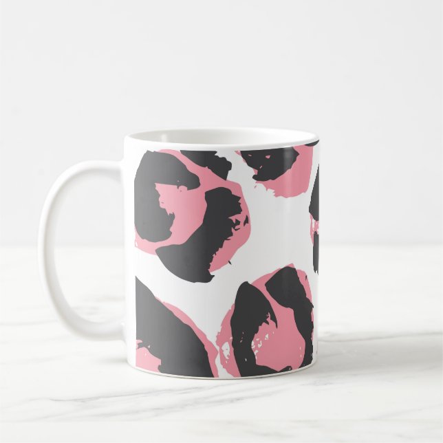 Mug Pelure de léopard : Texture rose noire (Gauche)