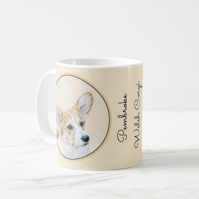 Mug Pembroke Welsh Corgi Peinture - Art Chien original (Devant gauche)