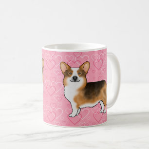 Mug Pembroke Welsh Corgi Tête Rousse Cœurs Roses