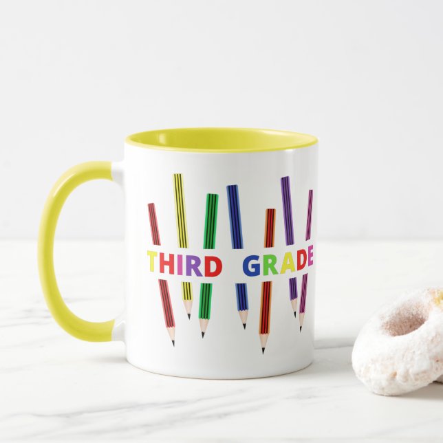 Mug Pencils Musique d'enseignant de troisième année (Avec donut)