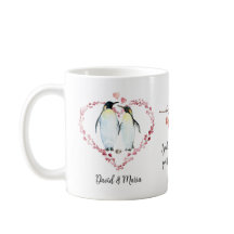 Penguin Couple Coeurs d'amour Wreath