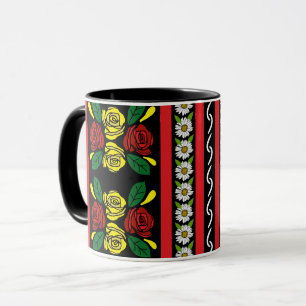 Mug Péniche Roses Rouges Jaunes Motif Floral