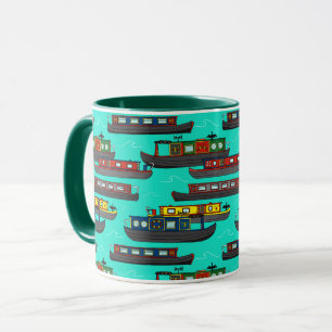 Mug Péniches et barges de canal à motifs