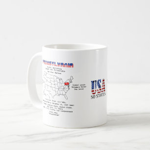 Mug Pennsylvanie États américains sur la carte et les 