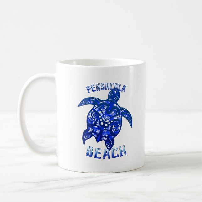 Mug Pensacola Beach Floride Vacances Tortue tribale (Gauche)