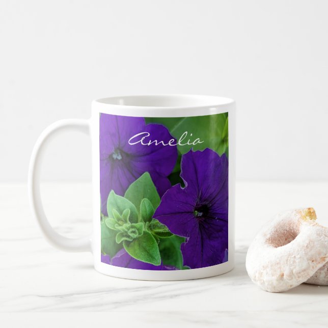 Mug Pensée positive de la Bible à fleurs violettes (Avec donut)