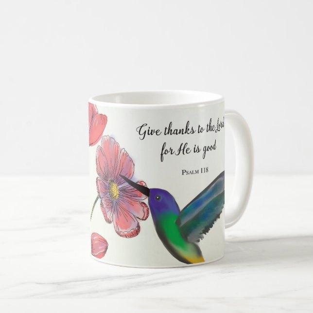 Mug Pensée religieuse de fleurs de vous avec colibri (Devant droit)
