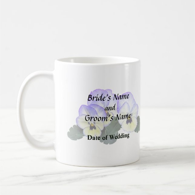 Mug Pensées violettes et crème (Gauche)