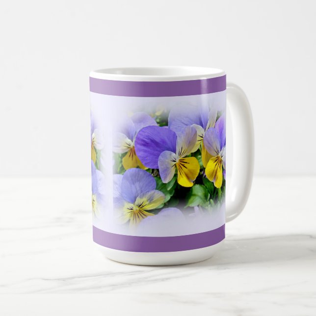 Mug Pensées - Violettes et Jaunes (Devant droit)