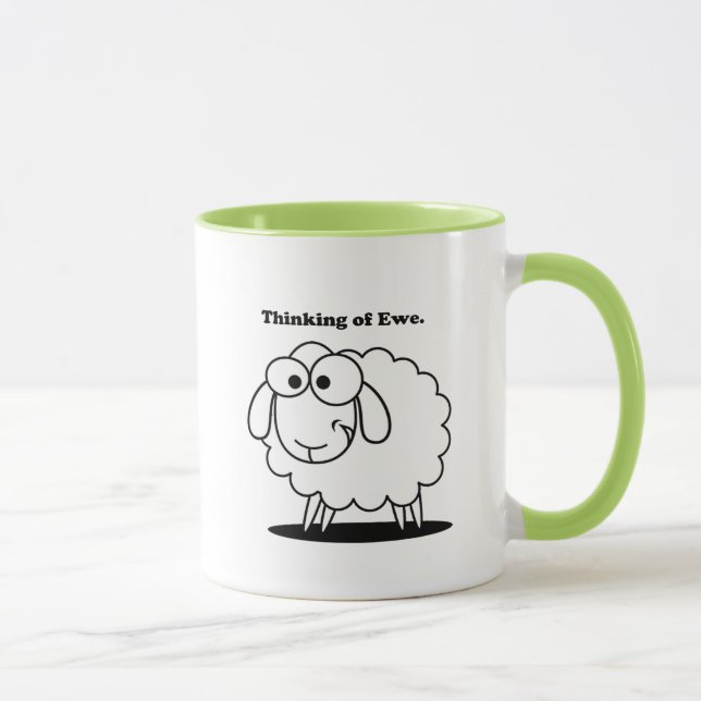 Mug Penser à l'agneau d'Ewe Mouton mignon dessin (Droite)