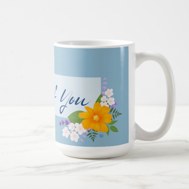 Mug Penser à vous avec Bouquet de soutien (Droite)