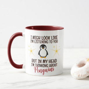 Mug Penser aux pingouins - Drôle Personnalisé