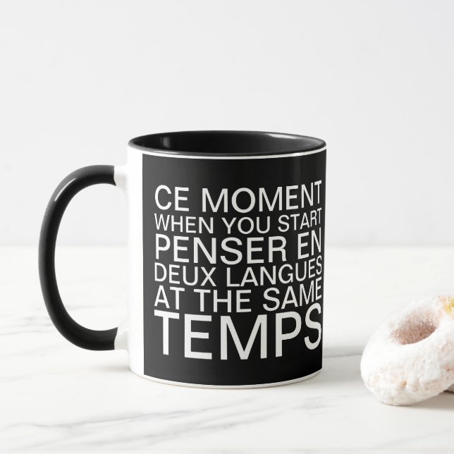 Mug Penser en français et en anglais (Avec donut)