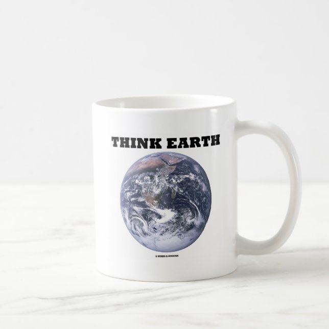 Mug Pensez à la Terre (Terre en marbre bleu) (Droite)