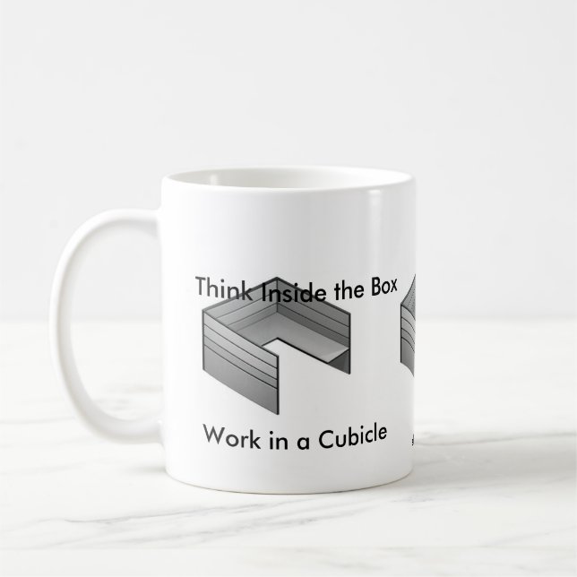 Mug Pensez à l'intérieur de la boîte, travail dans un (Gauche)