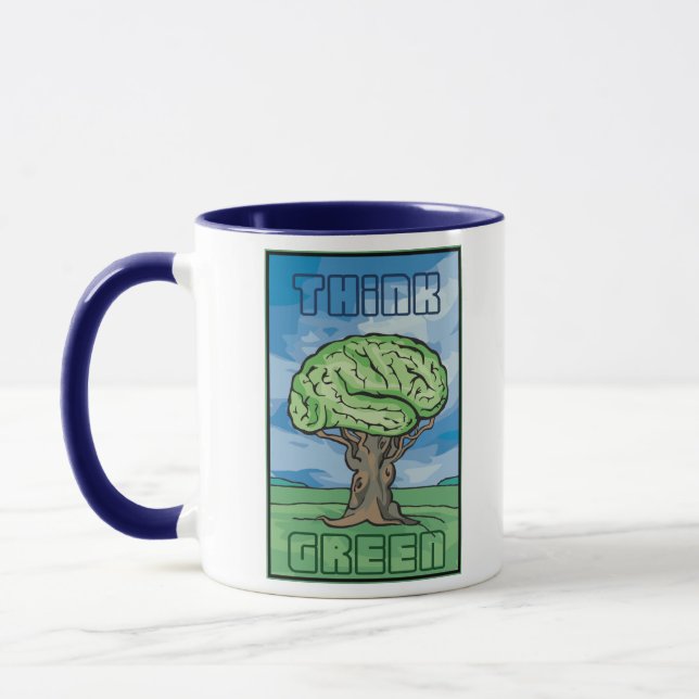 Mug Pensez au cerveau vert (Gauche)