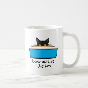 Mug Pensez dehors. La boîte à litière, c'est-à-dire.