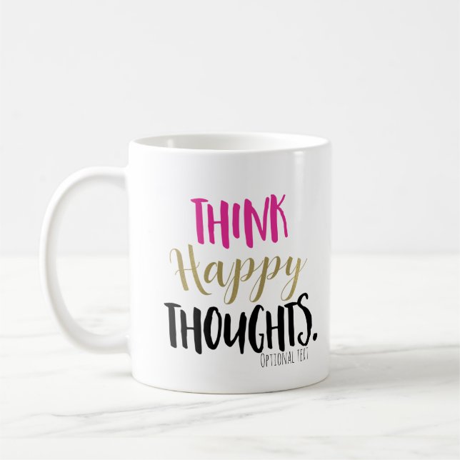 Mug PENSEZ HEUREUX PENSÉES Rose Gold Personnalisé (Gauche)