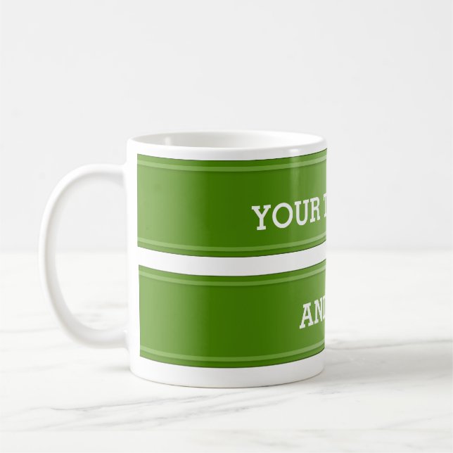 Mug Pente vert olive BANNER + votre texte (Gauche)