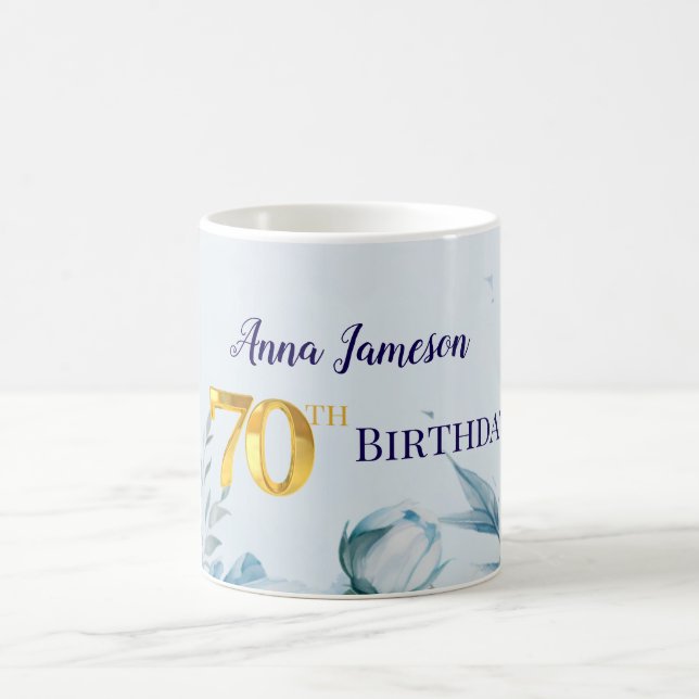 Mug Peonies 70th birthday Party Invitation (Centre)