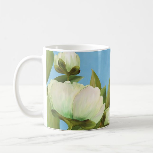 Mug Peonies blanches classiques Bouquet floral (Gauche)