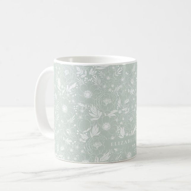 Mug Peony Et Anemone Illustrent Floral (Devant gauche)