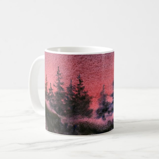 Mug Pépins couverts de neige hiver coucher rouge hiver (Devant gauche)