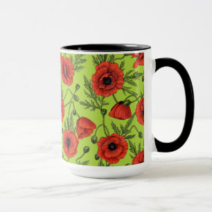 Mug Pépites, rouge et vert sur le vert citron