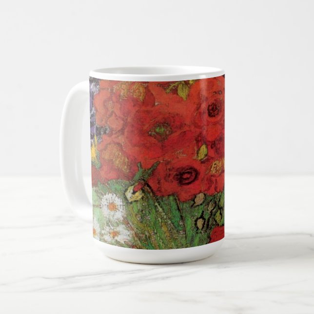 Mug Pépites rouges et marguerites par Vincent Van Gogh (Devant gauche)