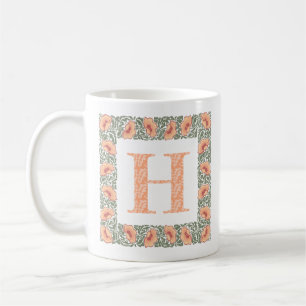 Mug Pépites vintages Monogramme Peach Green Floral Wre