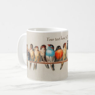 Mug Perche colorée vintage des oiseaux par Giacomelli