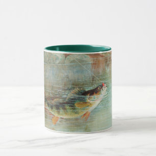 Mug Perche jaune par S.A. Kilbourne, Poisson vintage