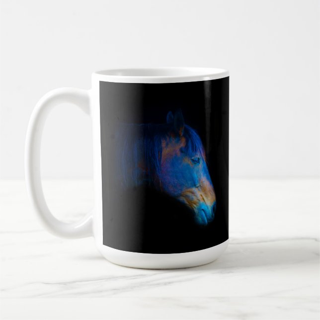 Mug Percheron noir HDR Horse Portrait équin Photo (Gauche)