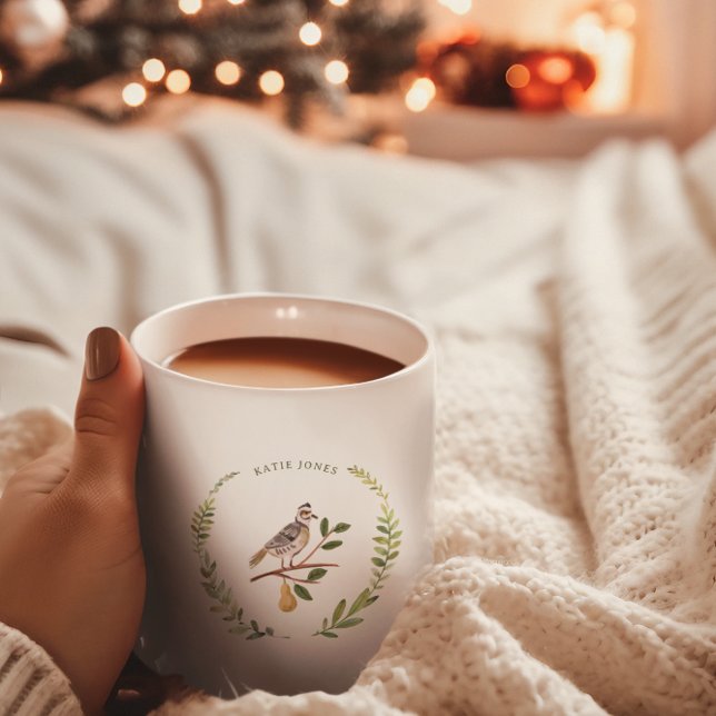 Mug Perdrix | 12 Jours de Noël Monogramme Fêtes (Créateur téléchargé)